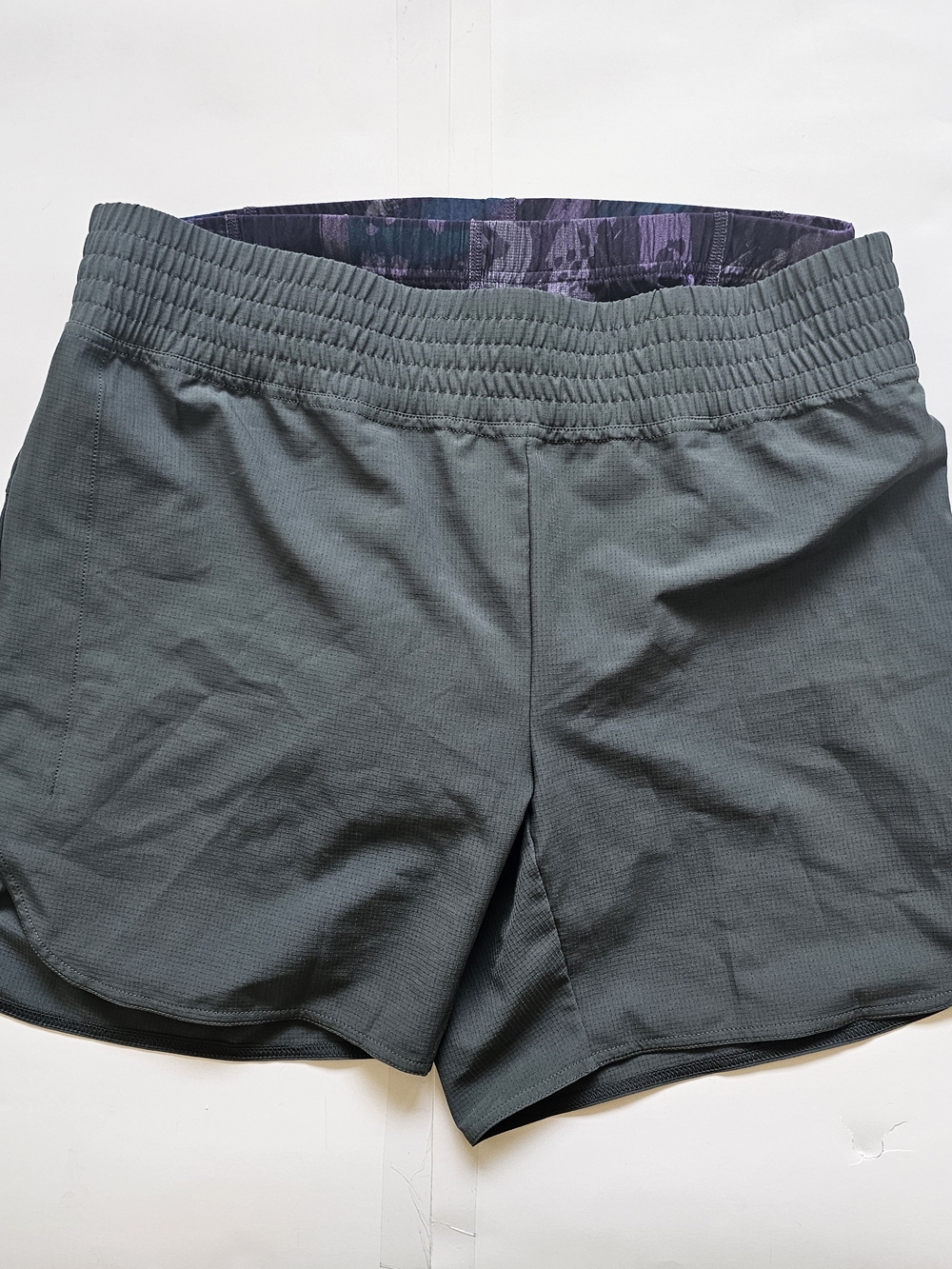 Pearl Izumi Women's Gray/ Green Athletic Shorts with Patterned Under Shorts